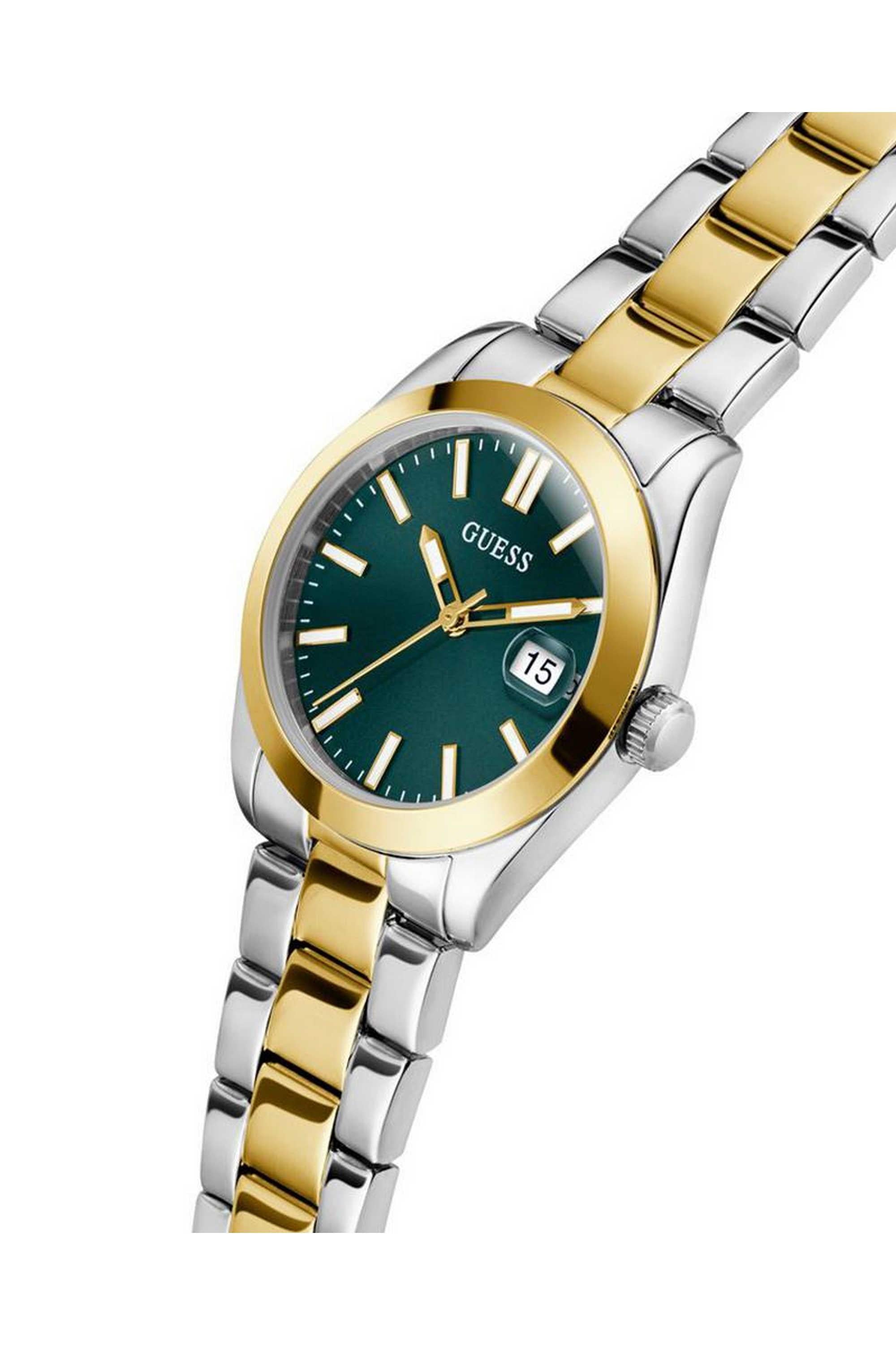 Guess GW0934L3 Women's Quartz Analog Watch Green Dial Two-Tone Stainless Steel Strap