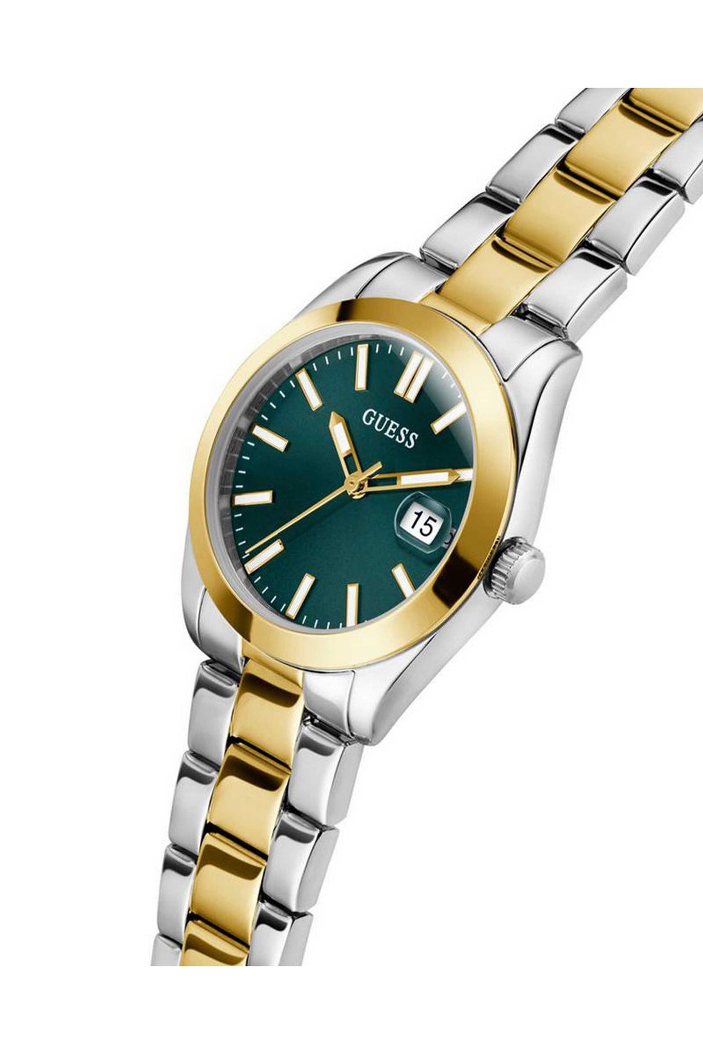 Guess GW0934L3 Women's Quartz Analog Watch Green Dial Two-Tone Stainless Steel Strap