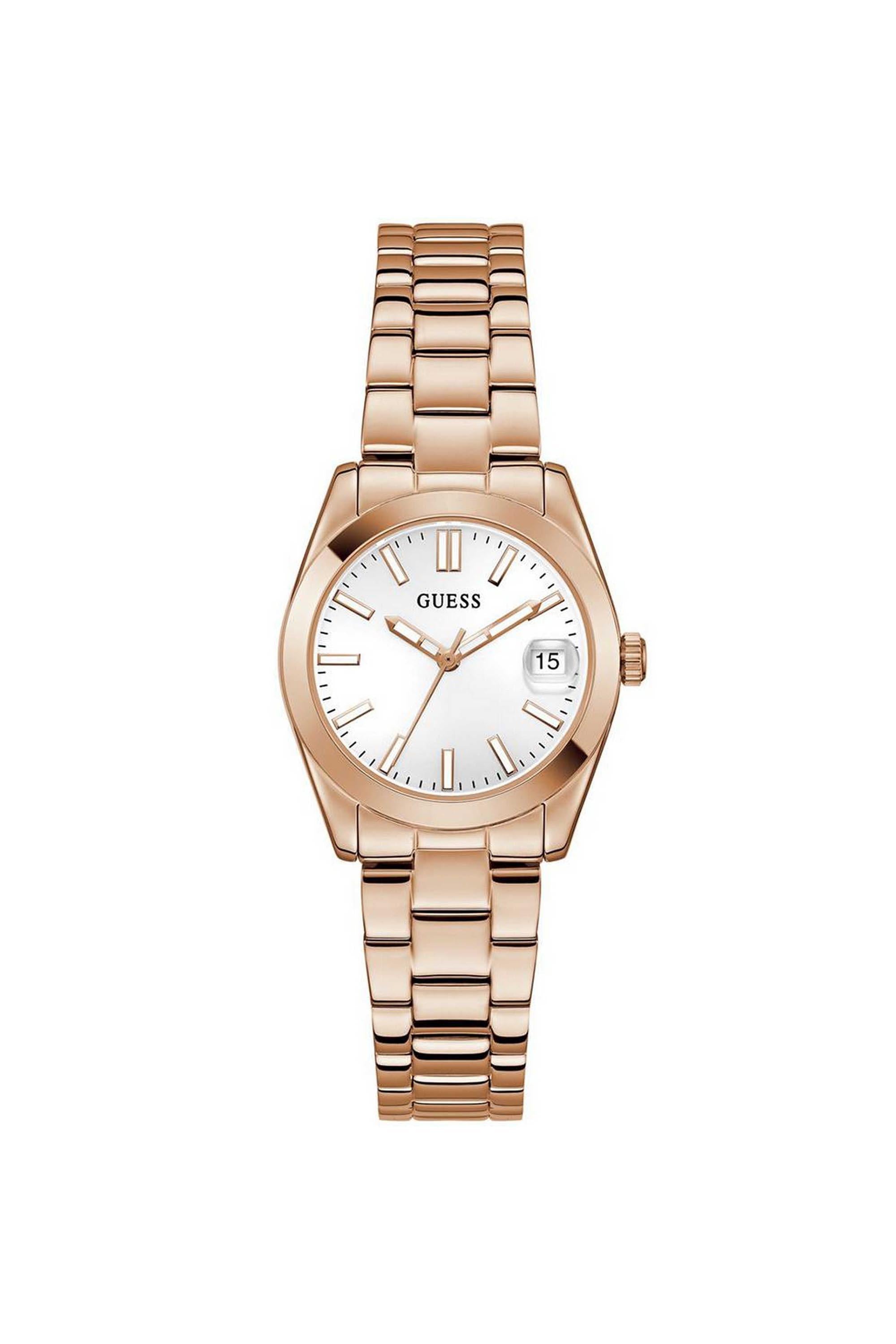 GUESS GW0934L4 Women's Quartz Analog Watch White Dial Rose Gold Stainless Steel Strap