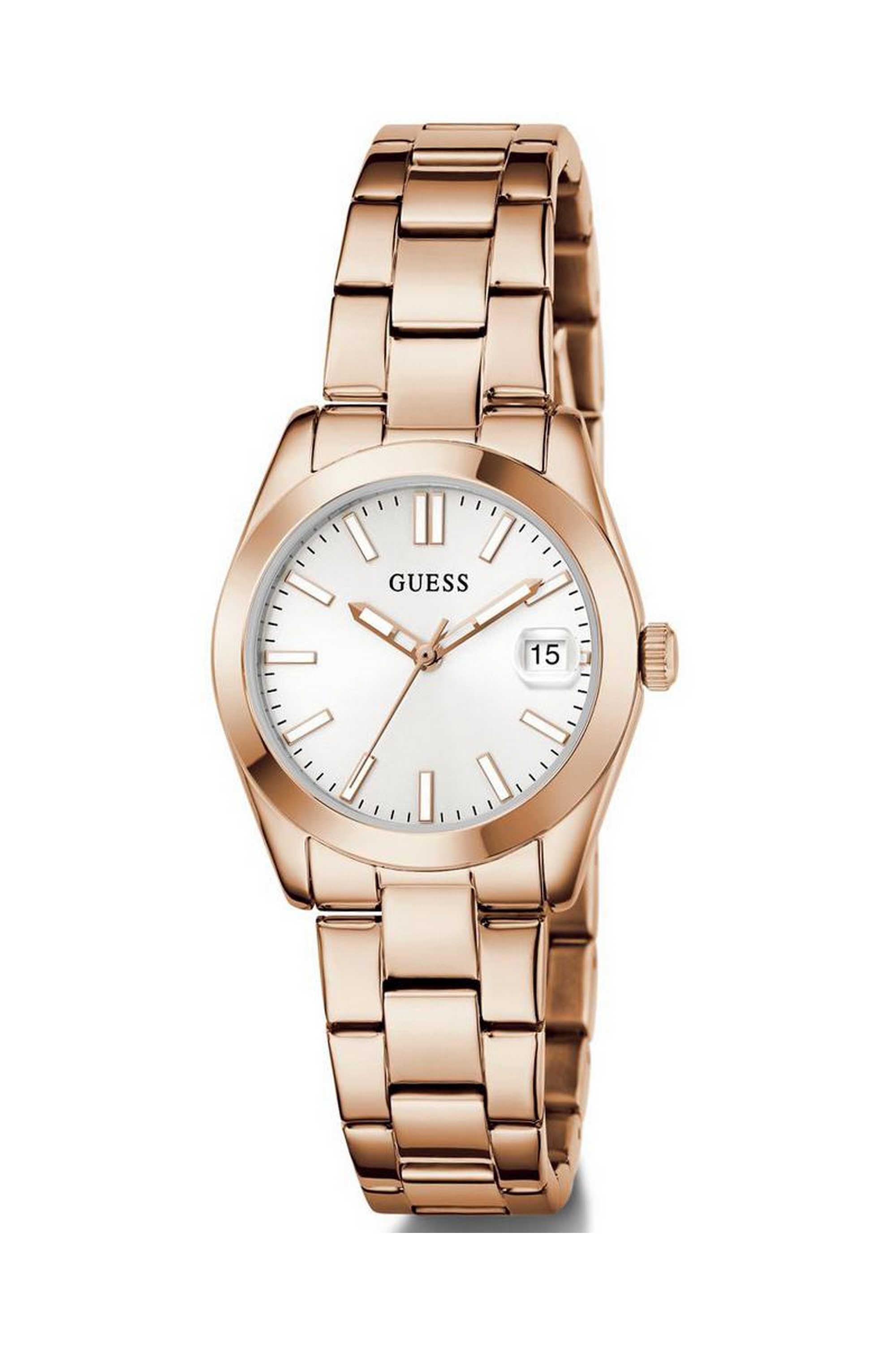 GUESS GW0934L4 Women's Quartz Analog Watch White Dial Rose Gold Stainless Steel Strap