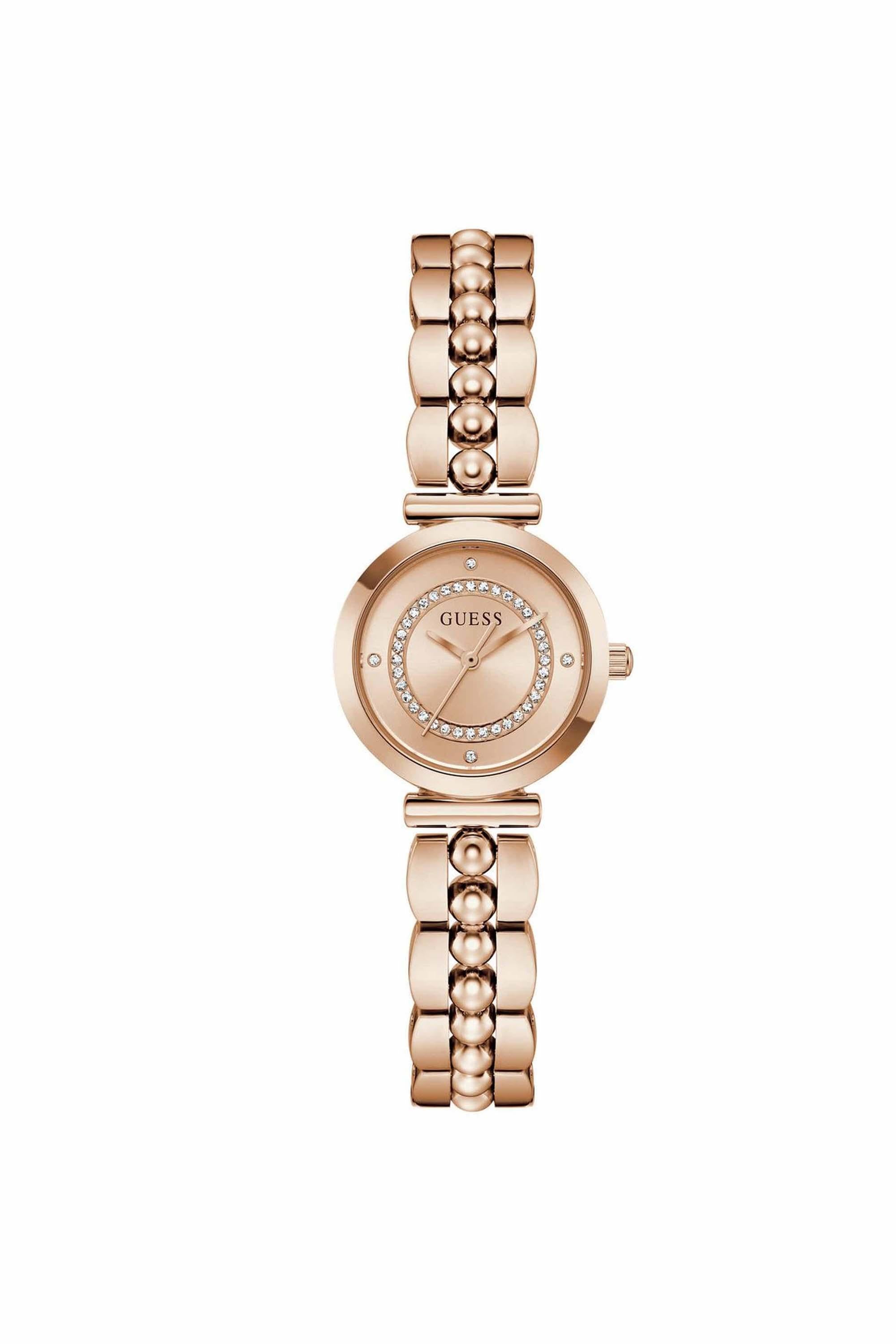GUESS GW0994L4 Leena Women's Quartz Analog Watch Rose Gold Sunray Dial Rose Gold-Tone Stainless Steel Bracelet