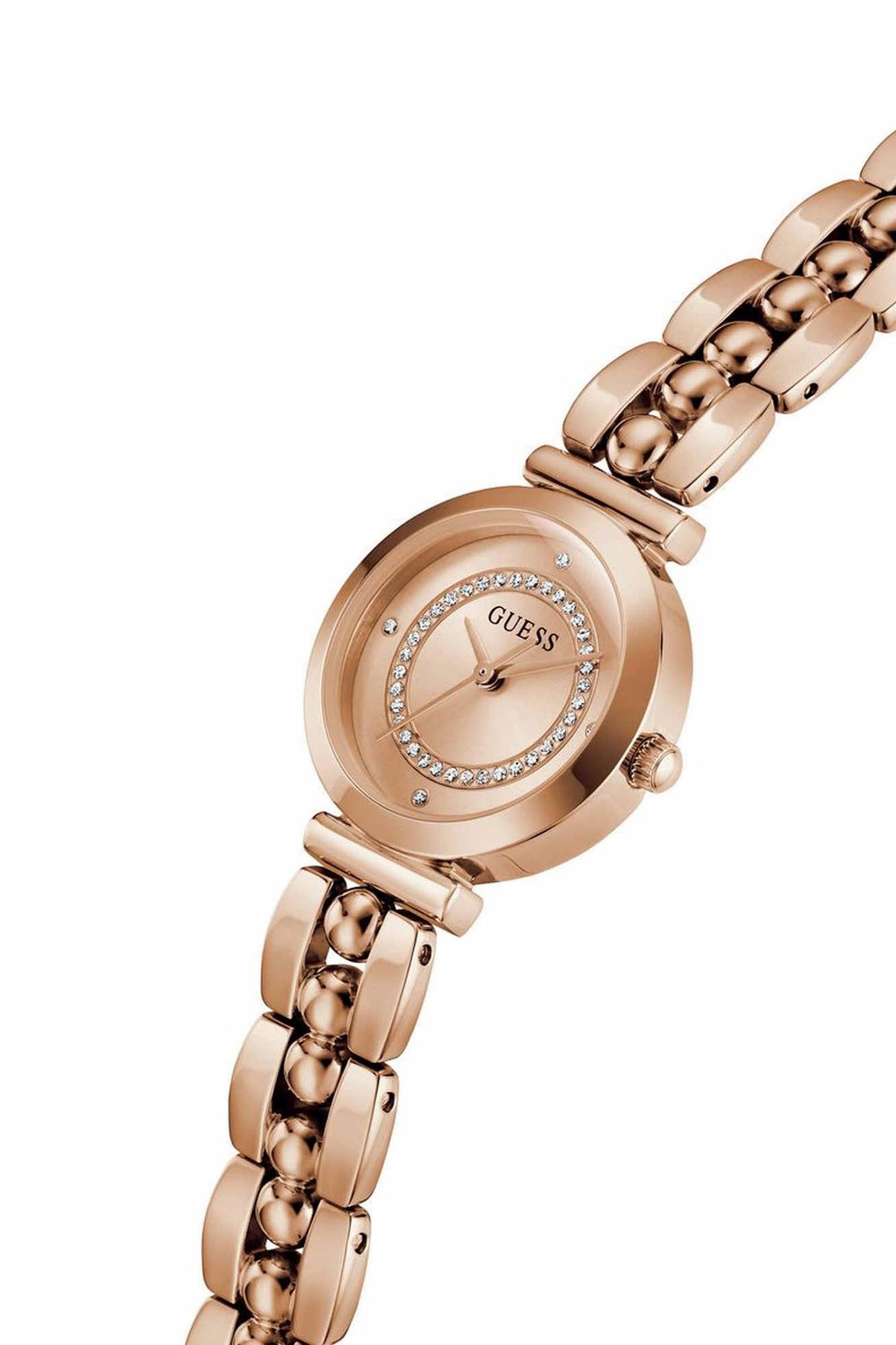GUESS GW0994L4 Leena Women's Quartz Analog Watch Rose Gold Sunray Dial Rose Gold-Tone Stainless Steel Bracelet