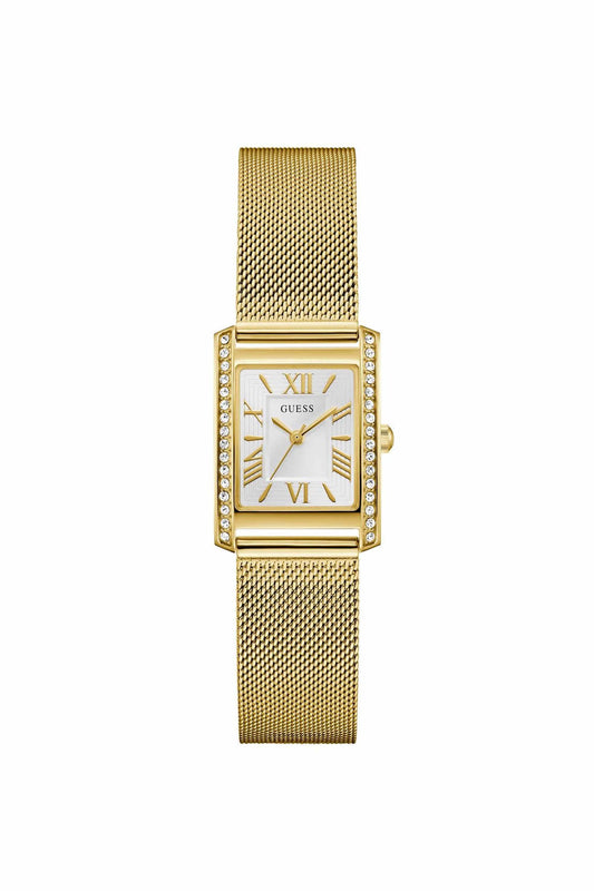 GUESS GW0997L2 Bonnet Women's Quartz Analog Watch White Dial Gold-Tone Stainless Steel Mesh Bracelet