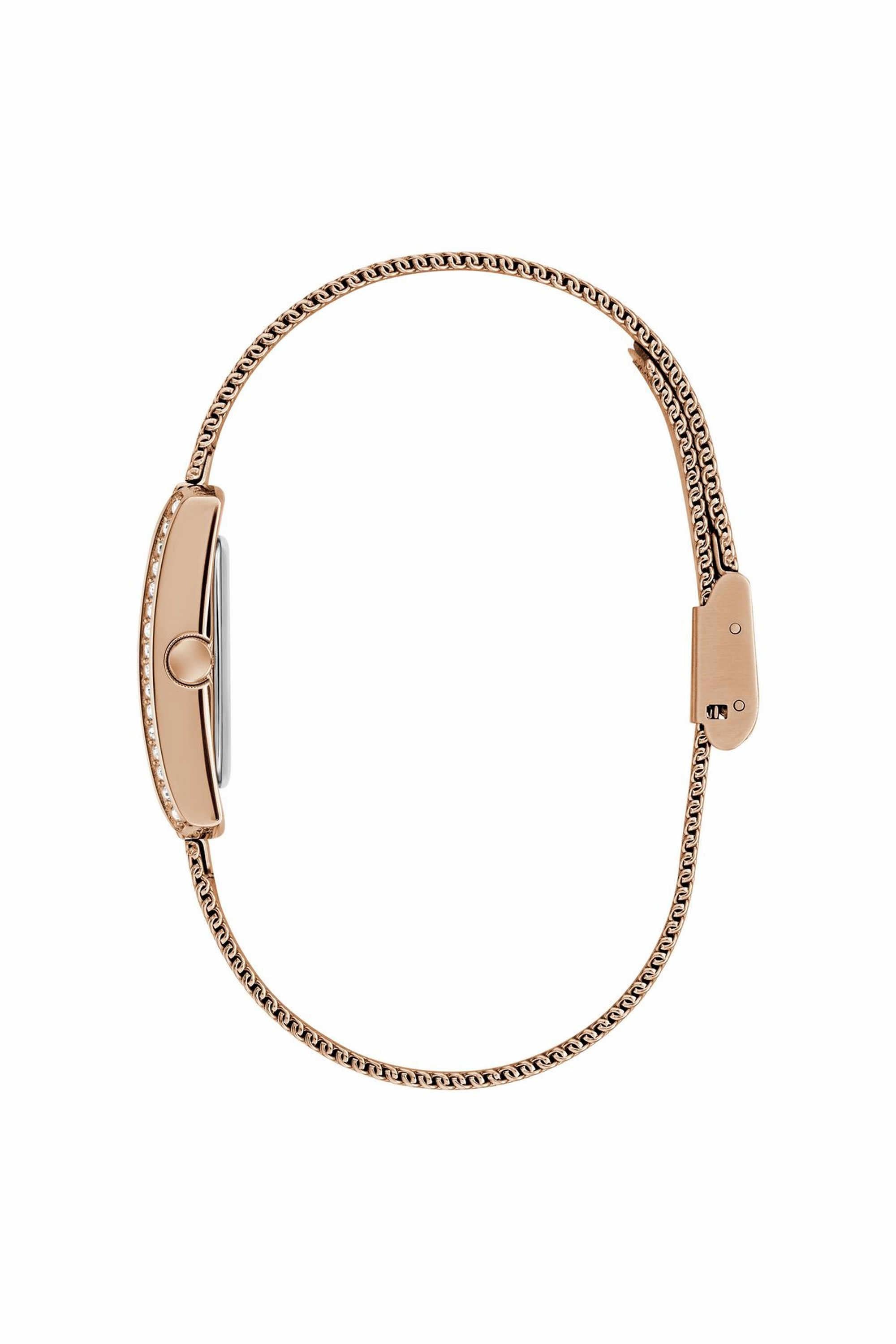 GUESS GW0997L3 Bonnet Women's Quartz Analog Watch White Dial Rose Gold-Tone Mesh Stainless Steel Bracelet