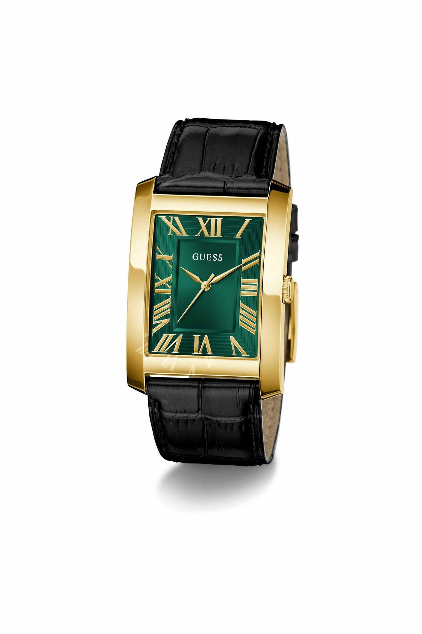 GUESS GW1003G3 Clyde Men's Quartz Analog Watch Emerald Green Dial Black Leather Strap