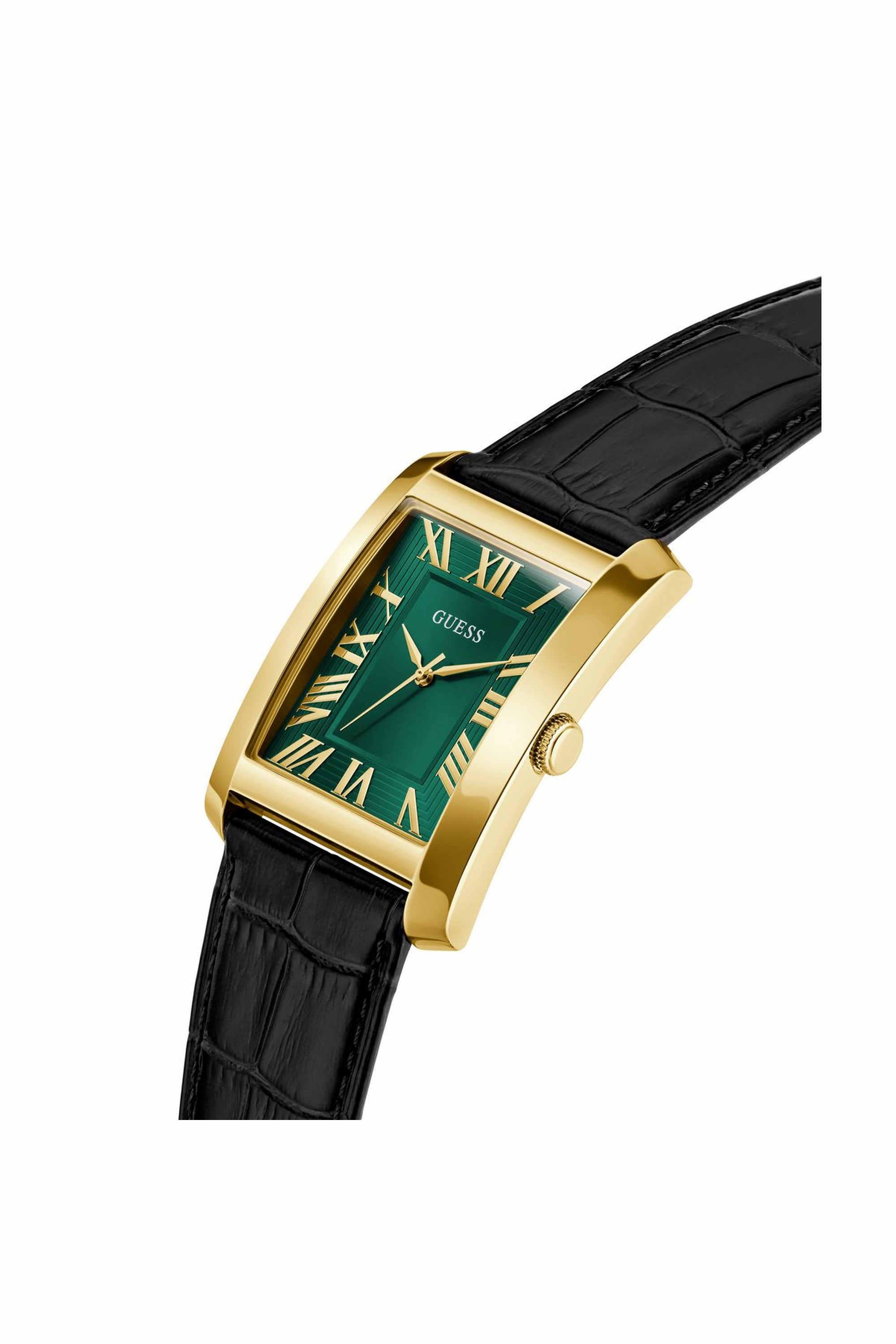 GUESS GW1003G3 Clyde Men's Quartz Analog Watch Emerald Green Dial Black Leather Strap