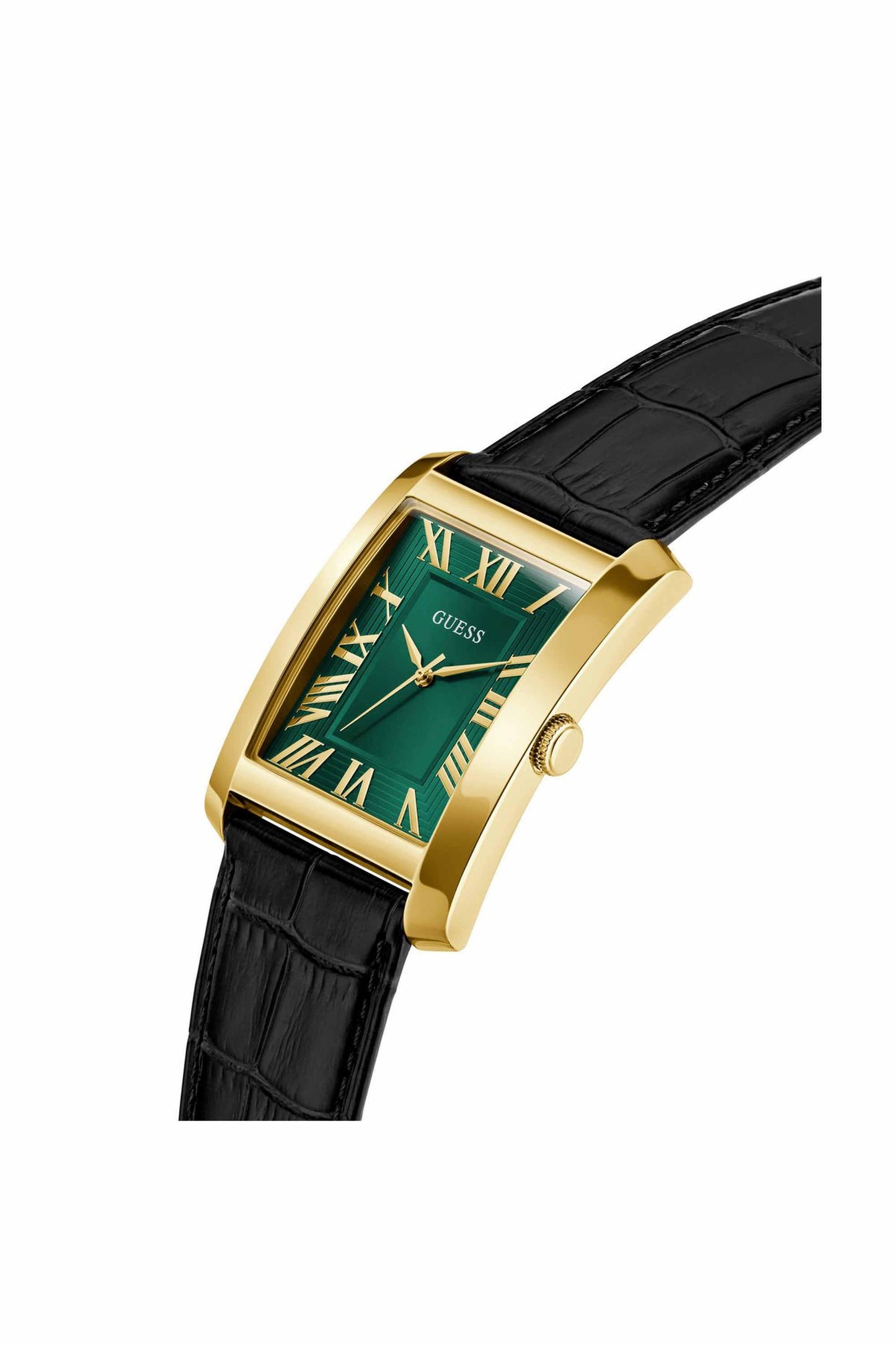 GUESS GW1003G3 Clyde Men's Quartz Analog Watch Emerald Green Dial Black Leather Strap