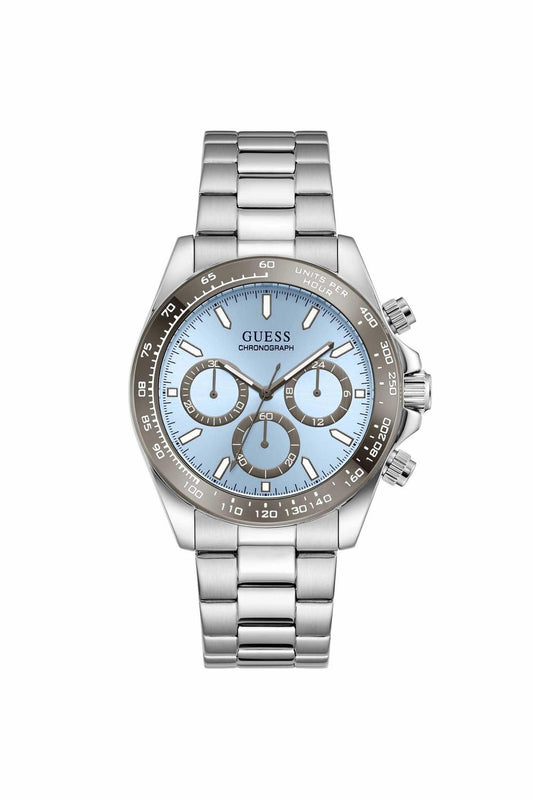 Guess GW1058G1 Men's Quartz Chronograph Watch Blue Dial Silver Stainless Steel Strap
