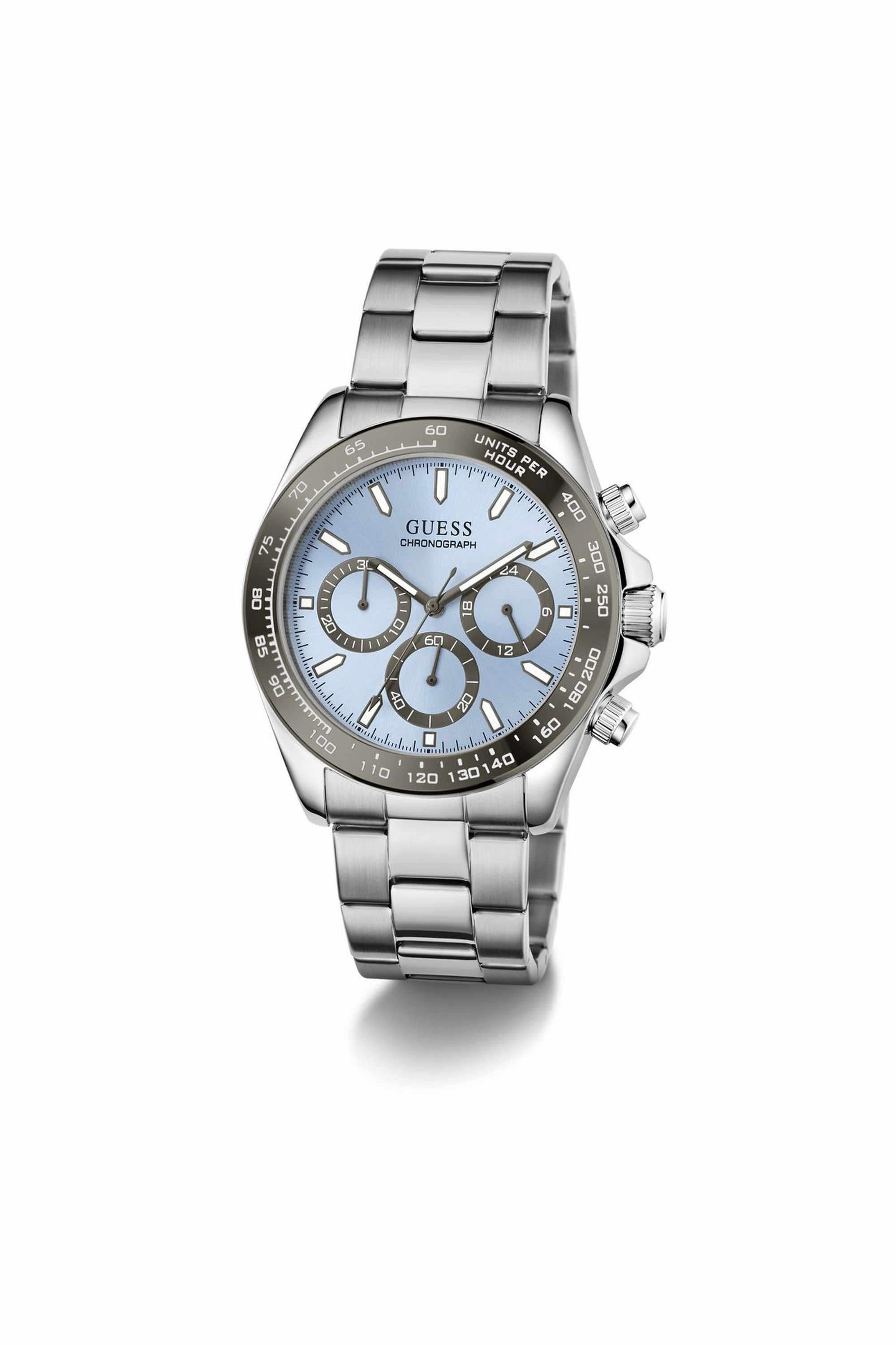 Guess GW1058G1 Men's Quartz Chronograph Watch Blue Dial Silver Stainless Steel Strap