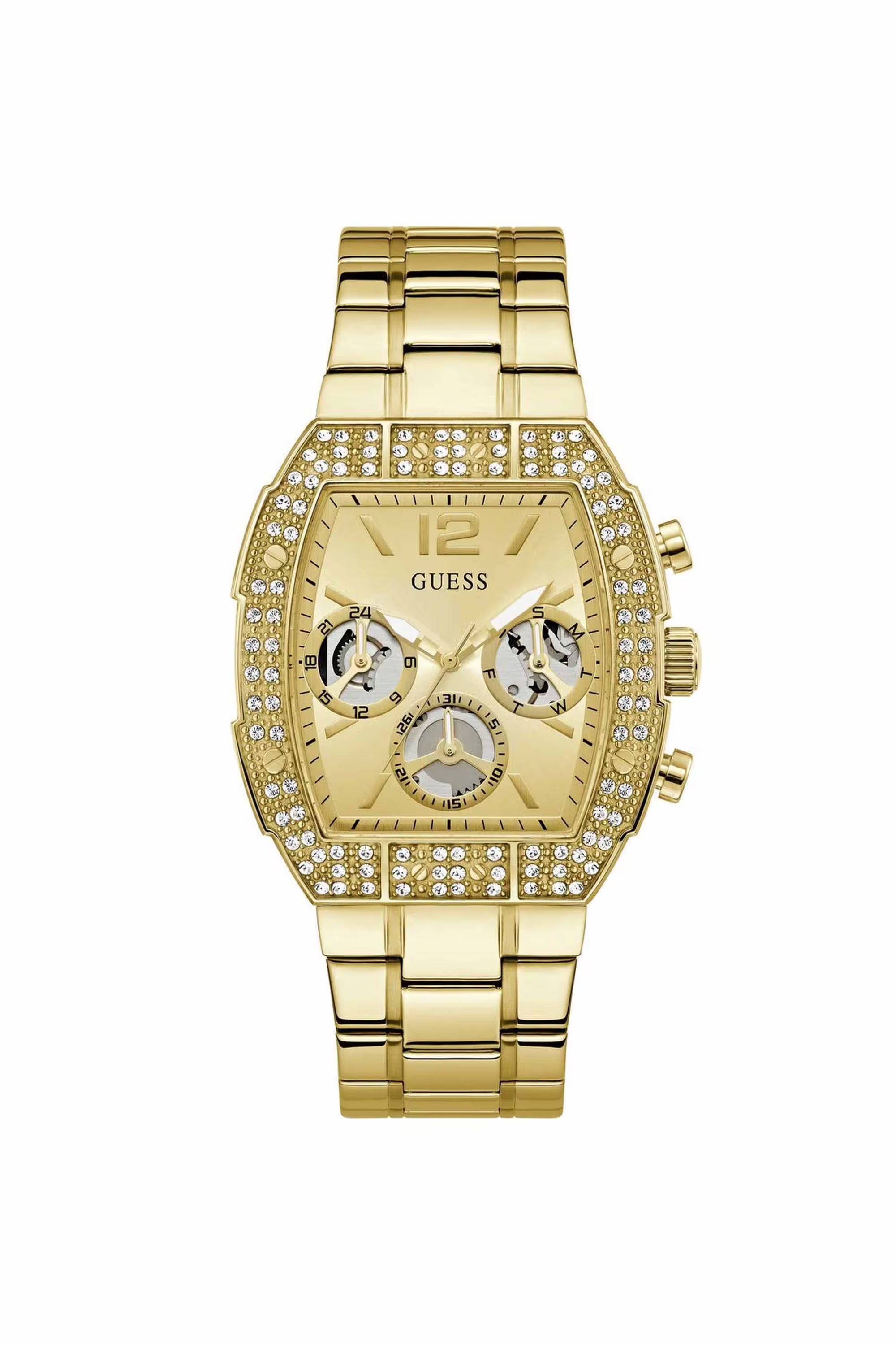 GUESS GW1068G2 Phoenix Quantum Men's Quartz Multifunction Watch Gold Dial Gold Stainless Steel Bracelet