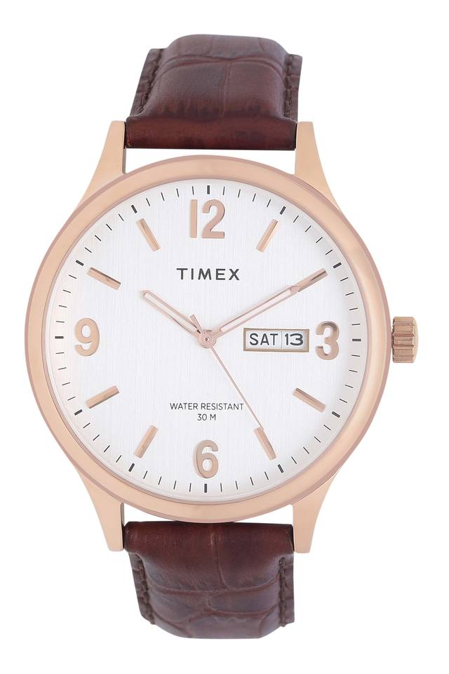 Timex TWEG18402 Men’s Silver Dial Brown Leather Analog Watch