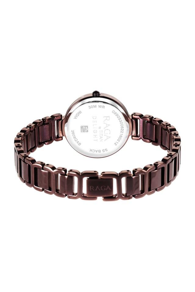 Titan 2608QM02 Women’s Brown-Dial Analog Watch with Brown Metal Bracelet