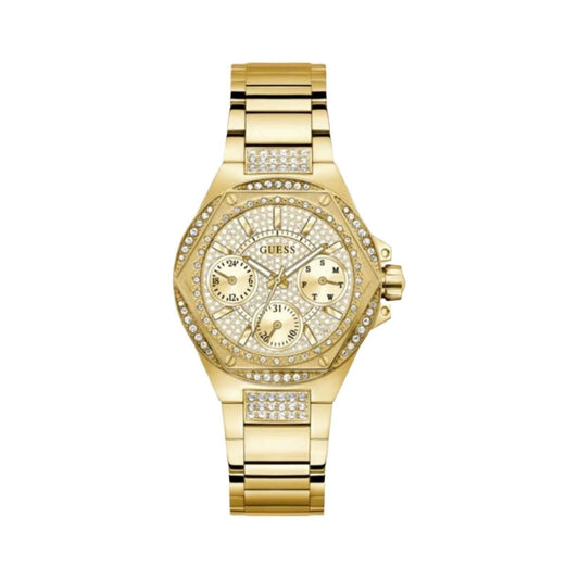 Guess GW0878L2 Women's Quartz Multifunction Watch Champagne Dial Gold Stainless Steel Strap