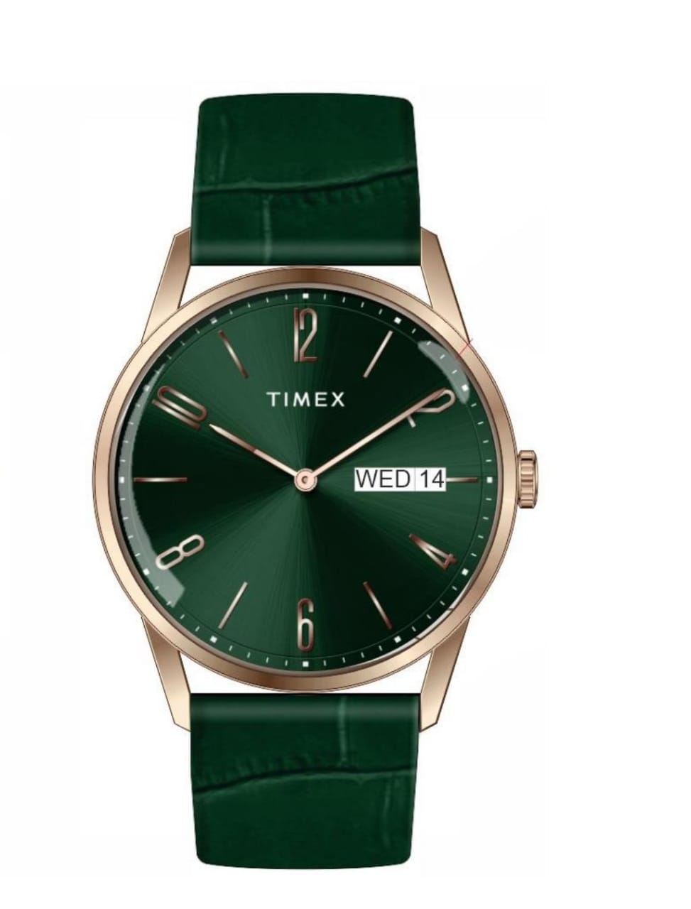 Timex TWEG25509 Men’s Green Dial Quartz Analog Round Leather Strap Watch