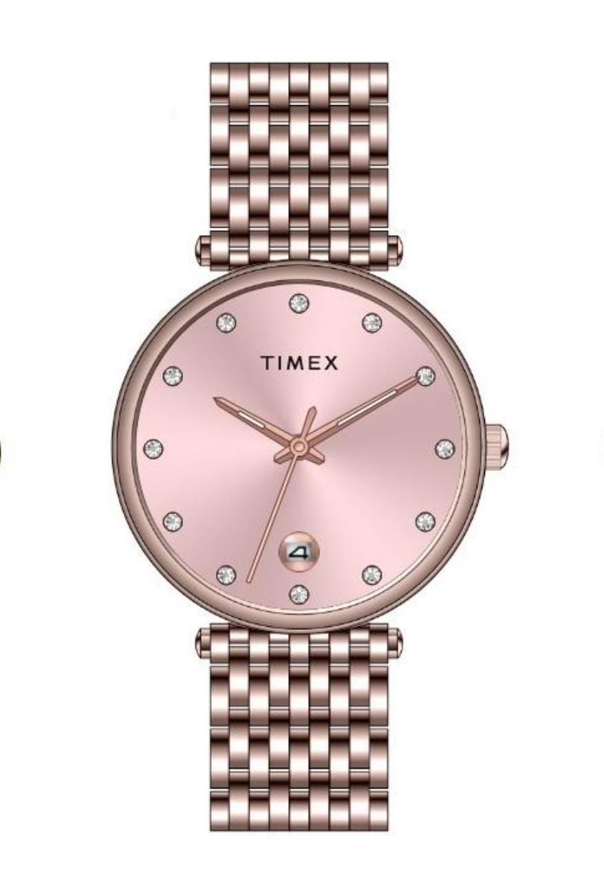 Timex TWEL21601 Rose Gold/Pink Dial Women’s Analog Stainless Steel Watch