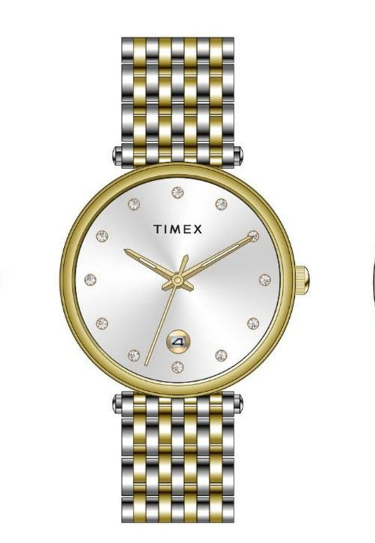 Timex TWEL21602 Women’s Silver Dial Analog Watch with Stainless Steel Strap