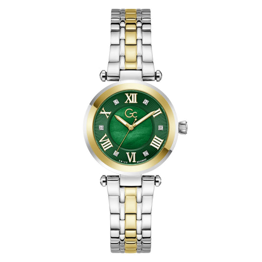 Gc Z63004L9 TopChic Mid Size Women's Swiss Made Green Mother of Pearl Analog Watch