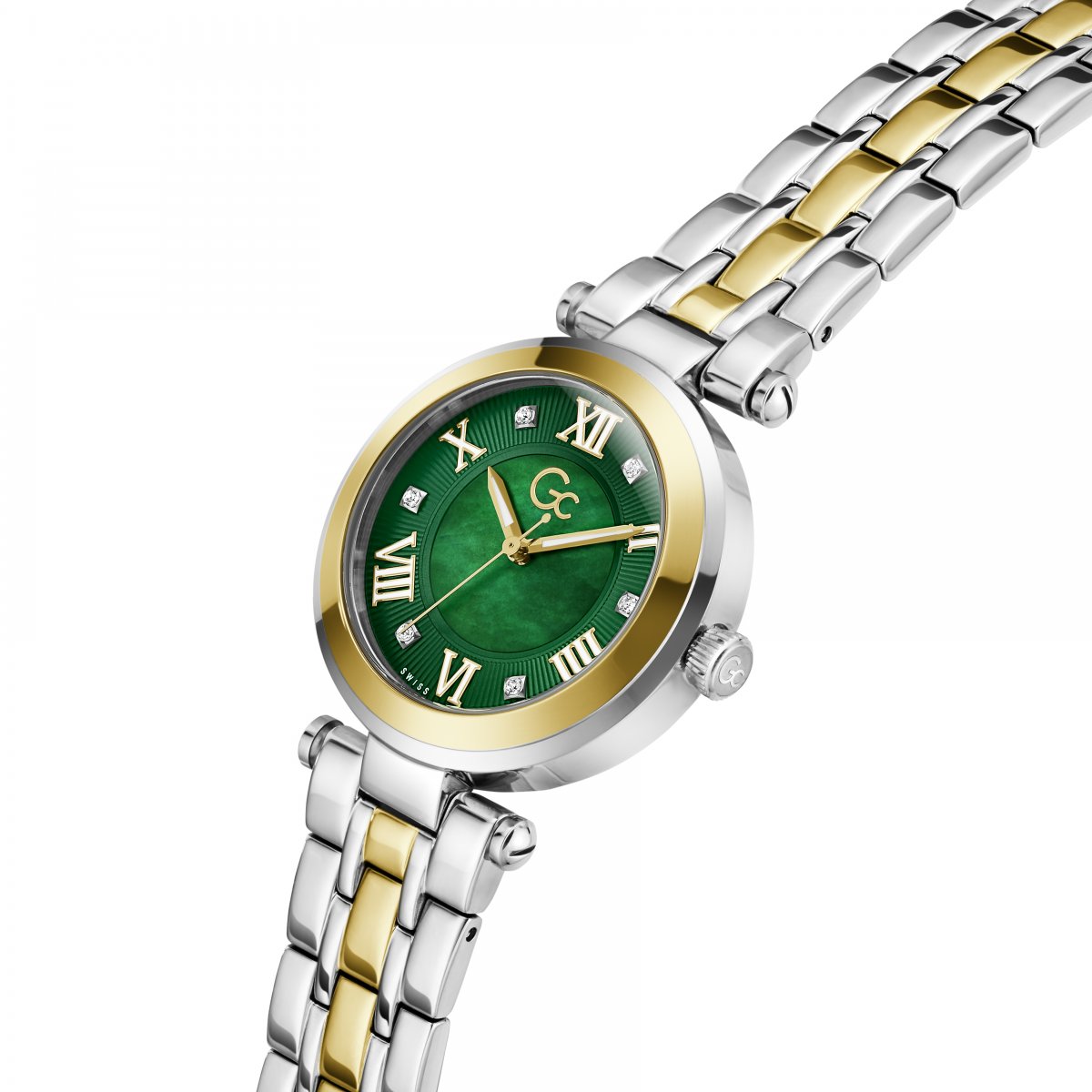 Gc Z63004L9 TopChic Mid Size Women's Swiss Made Green Mother of Pearl Analog Watch