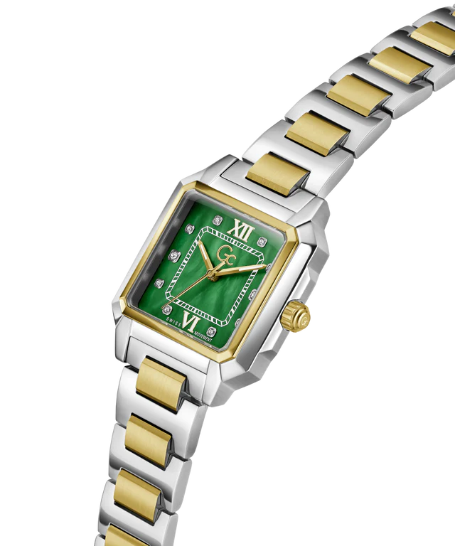Gc Z72002L9 SquareCut Lady Mid Size Women's Swiss Made Green Analog Watch