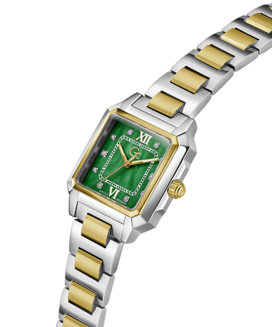 Gc Z72002L9 SquareCut Lady Mid Size Women's Swiss Made Green Analog Watch