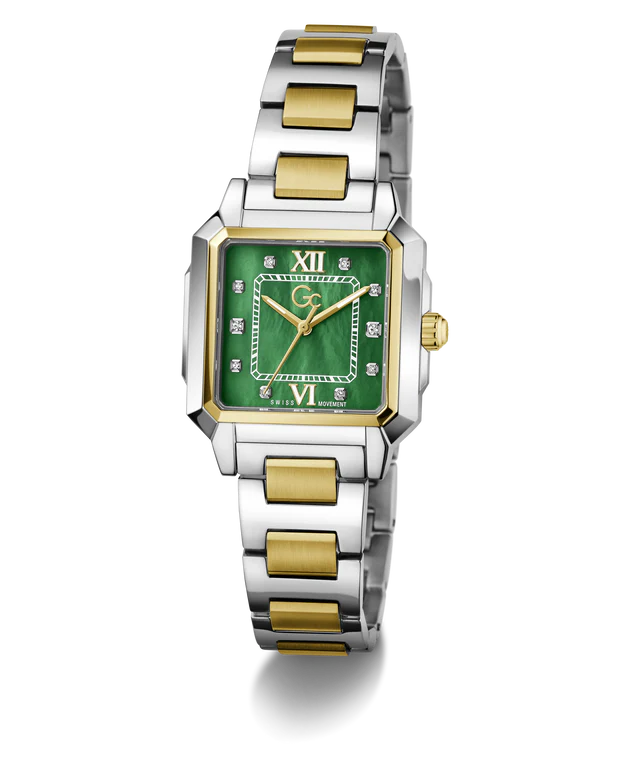 Gc Z72002L9 SquareCut Lady Mid Size Women's Swiss Made Green Analog Watch