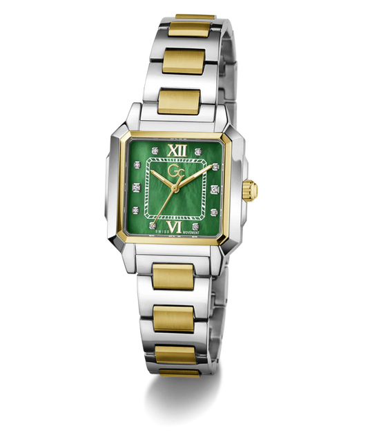 Gc Z72002L9 SquareCut Lady Mid Size Women's Swiss Made Green Analog Watch
