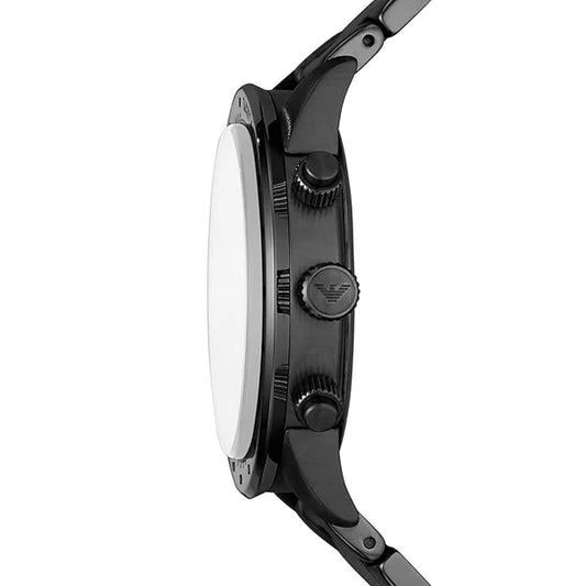 Emporio Armani AR11242I Mario Men's Black Stainless Steel Chronograph Analog Quartz Watch 43mm | Luxury Designer Watch