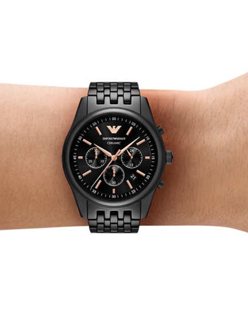 Emporio Armani AR70015I Automatic Skeleton Men's Black Ceramic Chronograph Watch