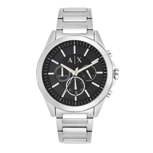 Armani Exchange AX2600I Men's Quartz Chronograph Watch Black Sunray Dial Silver Stainless Steel Bracelet