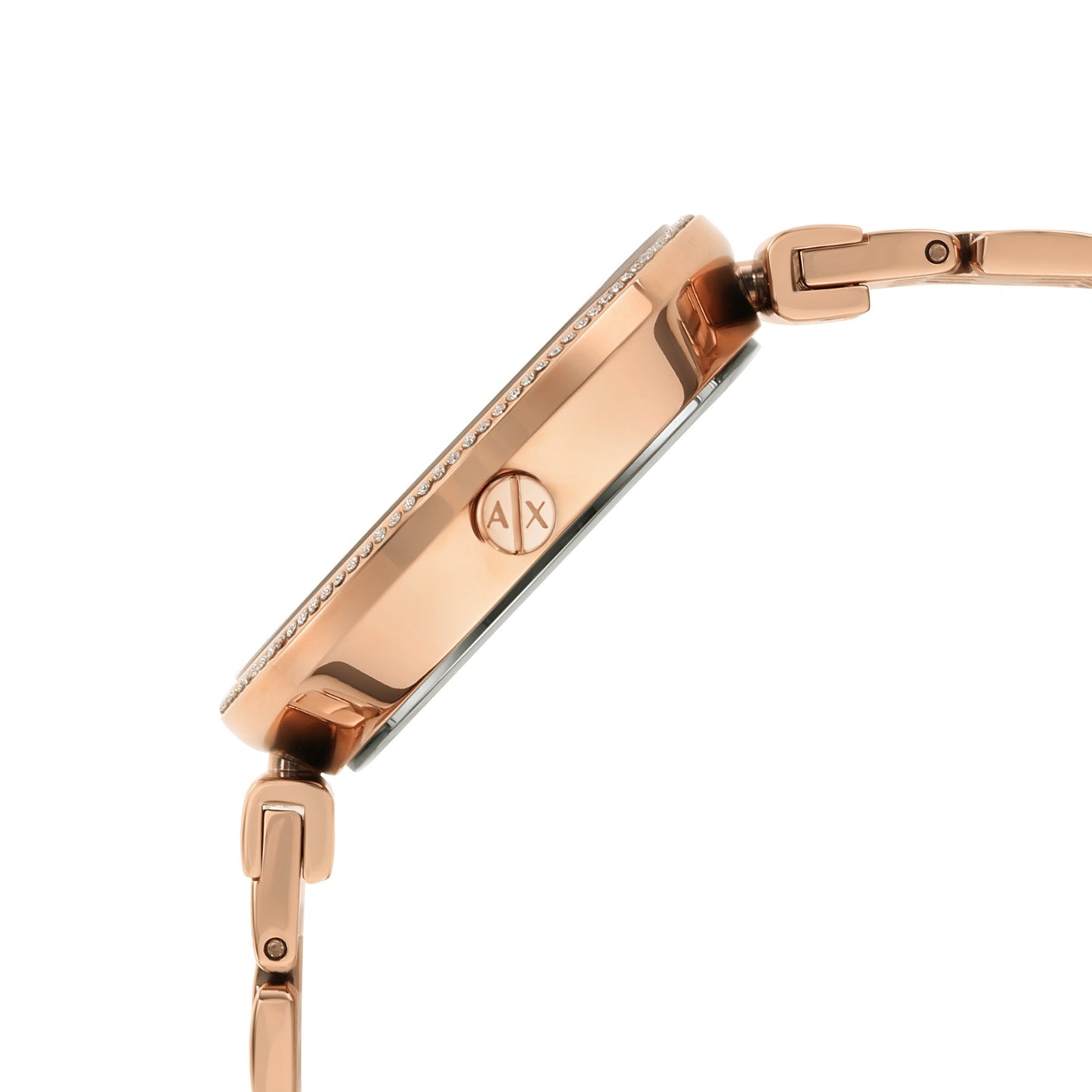 Armani Exchange AX5912I Women's Quartz Analog Watch Red Sunray Dial Rose Gold Stainless Steel Bracelet