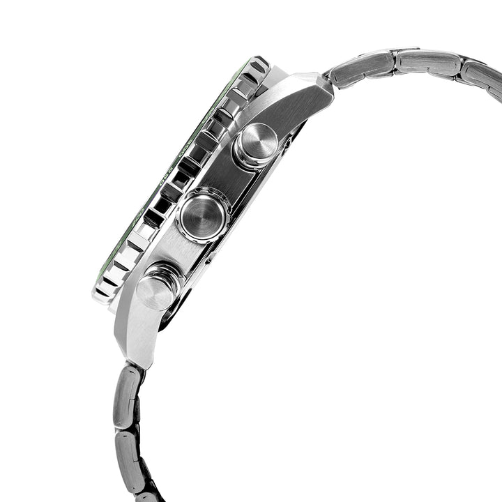 Alba AX7007X1 Men’s Chronograph Watch with Green Dial & Silver Stainless-Steel Strap