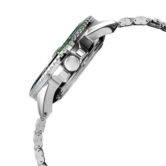 Alba AU4047X1 Analog Automatic Men’s Watch with Dark Olive Green Dial & Silver Stainless Steel Strap