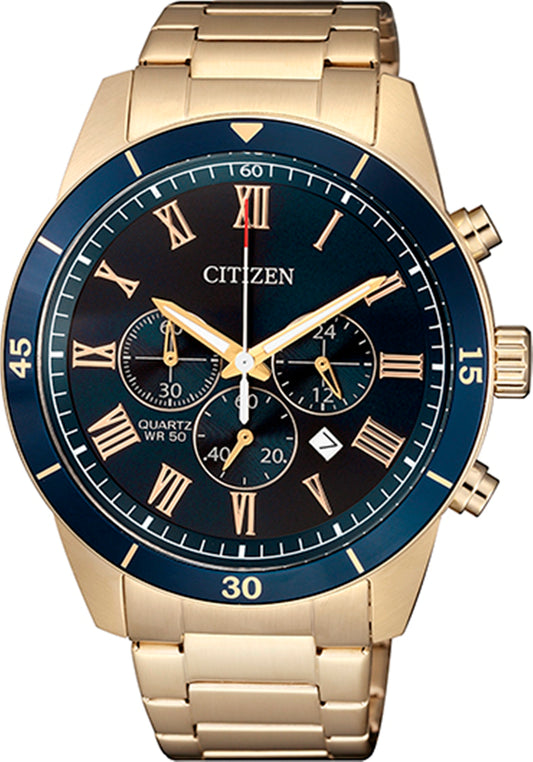 Citizen AN8169-58L Quartz Chronograph Blue Dial with Stainless Steel Watch for Men