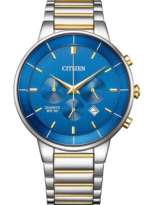 Citizen AN8224-51L Quartz Chronograph Blue Dial with Stainless Steel Watch for Men