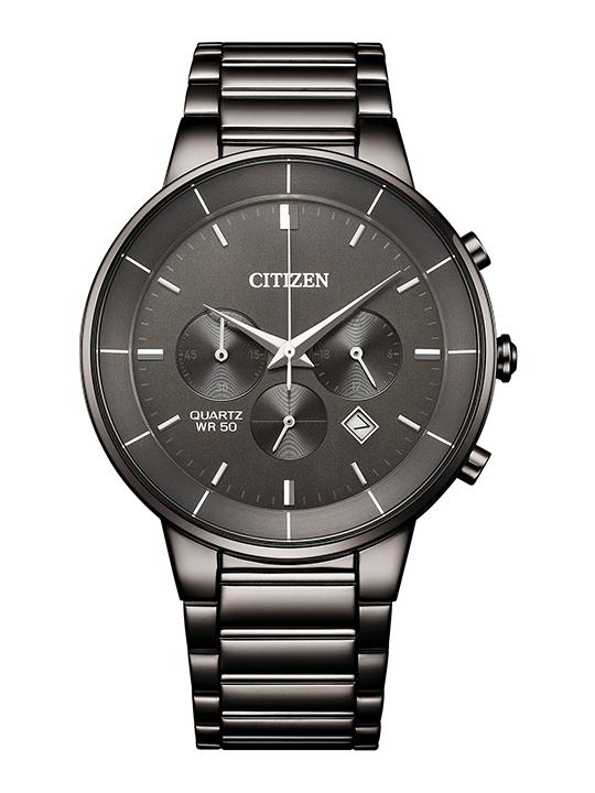 Citizen AN8227-53H Quartz Chronograph Grey Dial with Black Ion-Plated Stainless Steel Watch for Men