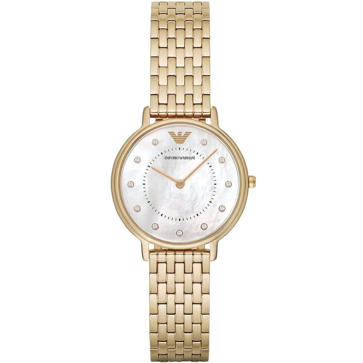 Emporio Armani AR11007 Kappa Women's White Mother of Pearl Dial Gold Stainless Steel Watch