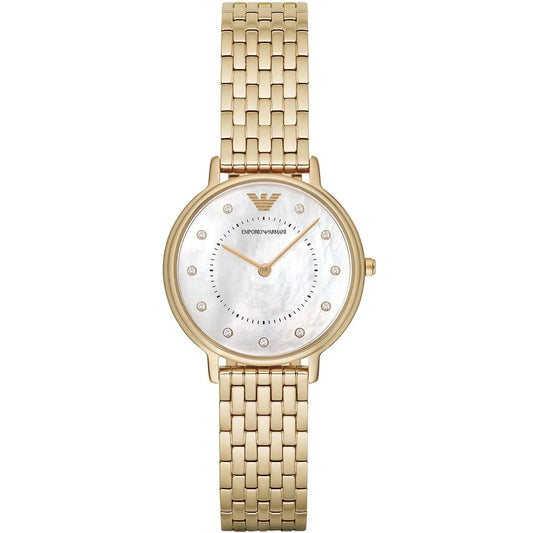 Emporio Armani AR11007 Kappa Women's White Mother of Pearl Dial Gold Stainless Steel Watch