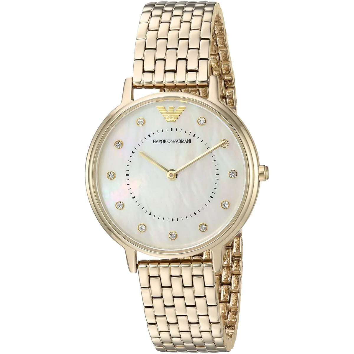 Emporio Armani AR11007 Kappa Women's White Mother of Pearl Dial Gold Stainless Steel Watch