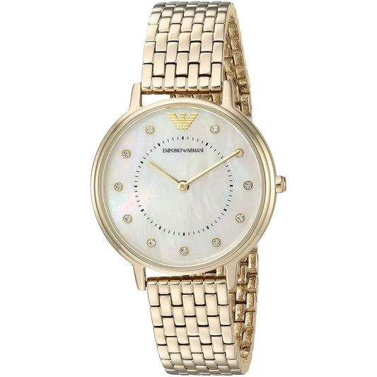 Emporio Armani AR11007 Kappa Women's White Mother of Pearl Dial Gold Stainless Steel Watch