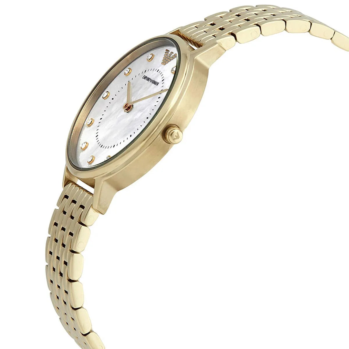 Emporio Armani AR11007 Kappa Women's White Mother of Pearl Dial Gold Stainless Steel Watch