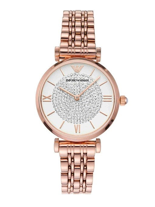 Emporio Armani AR11244 Gianni T-Bar Women's Rose Gold Stainless Steel Analog Quartz Watch 32mm | Luxury Designer Watch