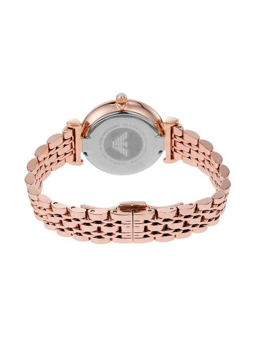 Emporio Armani AR11244 Gianni T-Bar Women's Rose Gold Stainless Steel Analog Quartz Watch 32mm | Luxury Designer Watch