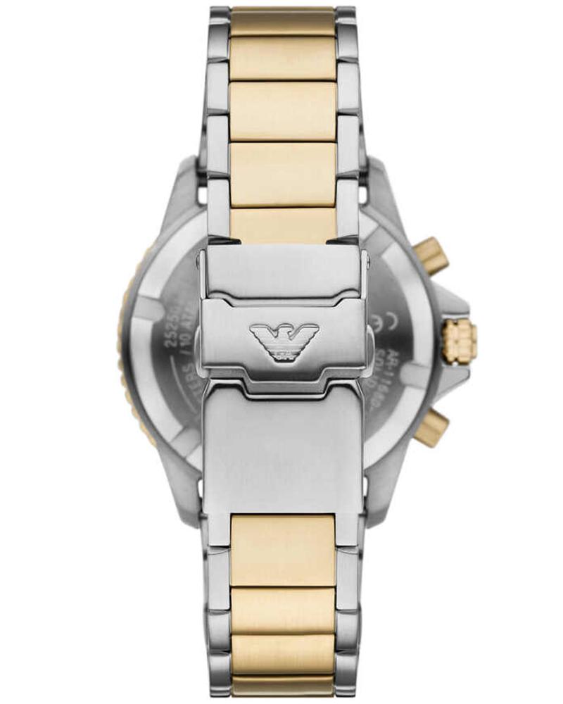Emporio Armani AR11680I World Explorer Men's Solar Chronograph Black Dial Two-Tone Stainless Steel Watch