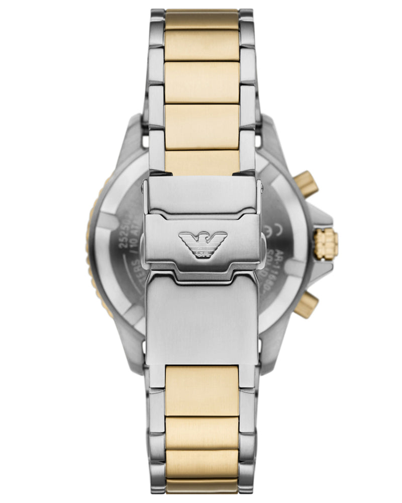 Emporio Armani AR11695I World Explorer Men's Solar Chronograph Green Dial Two-Tone Stainless Steel Watch