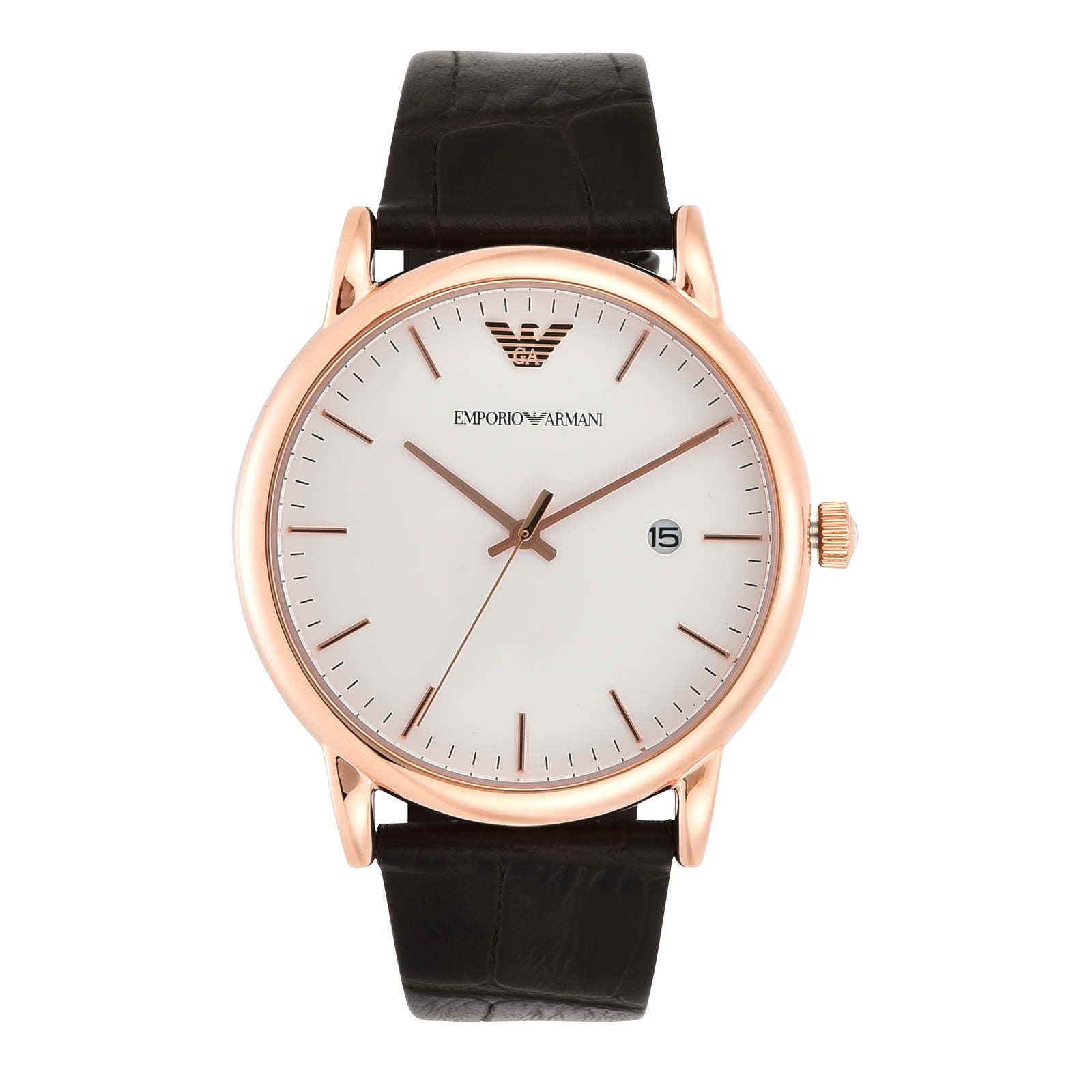 Emporio Armani AR2502 Luigi Men's White Dial Brown Leather Analog Watch