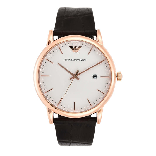 Emporio Armani AR2502 Luigi Men's White Dial Brown Leather Analog Watch