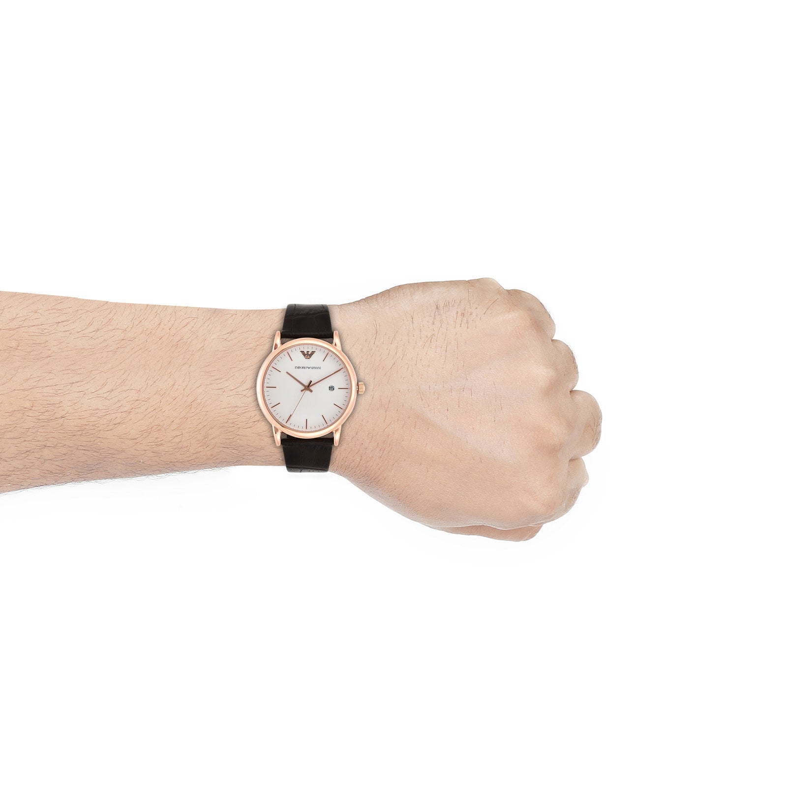 Emporio Armani AR2502 Luigi Men's White Dial Brown Leather Analog Watch