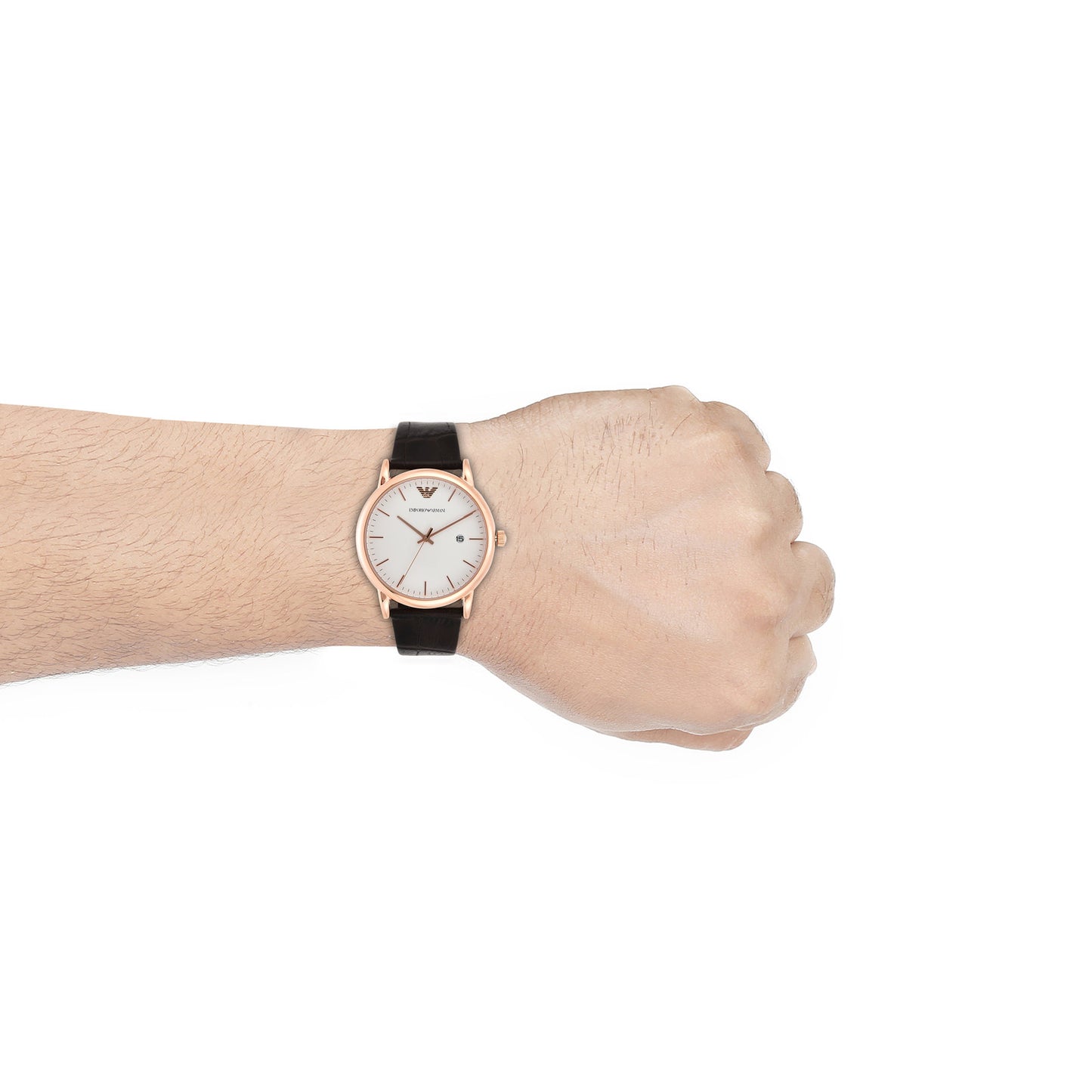 Emporio Armani AR2502 Luigi Men's White Dial Brown Leather Analog Watch
