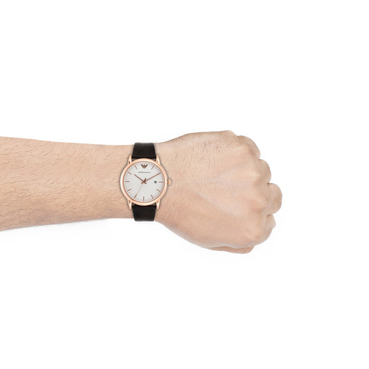 Emporio Armani AR2502 Luigi Men's White Dial Brown Leather Analog Watch