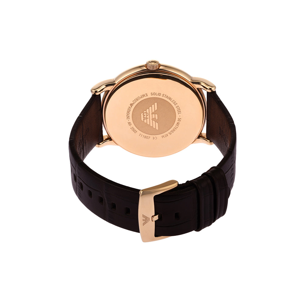 Emporio Armani AR2502 Luigi Men's White Dial Brown Leather Analog Watch